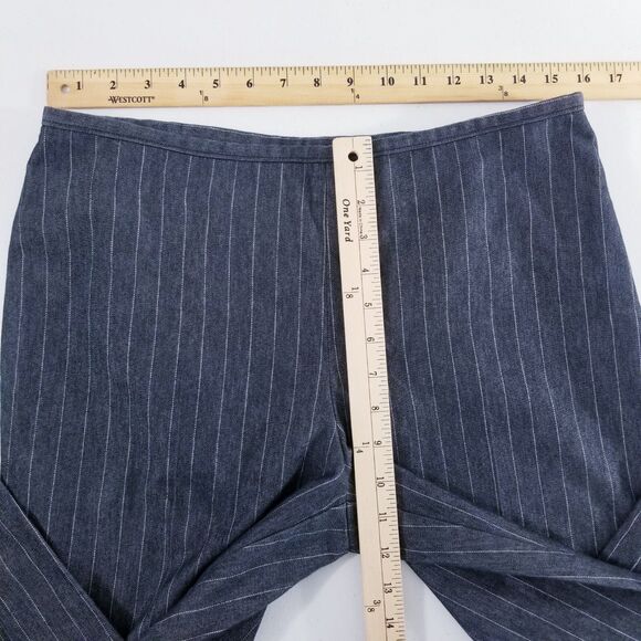 Tristan & America Pants Women Size 14 Gray White Striped Chambray - Picture 5 of 12